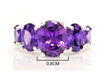 Bague en argent avec pierres précieuses ovales violettes 3