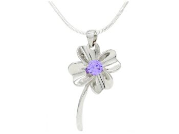 Collier Fleur d'Argent Violet Gemme 1