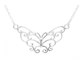 Collier ras de cou papillon en argent 1