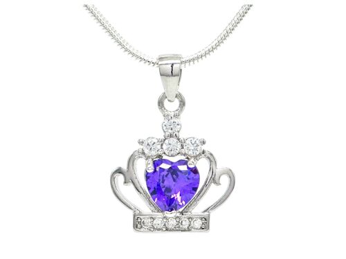 Crown Purple Heart Necklace