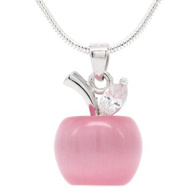 Apfel-Halskette mit rosa Mondstein