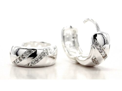 Silver Diagonal Gems Earrings