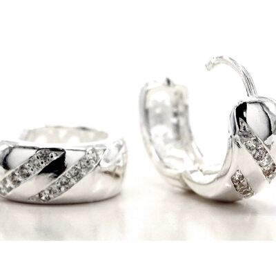 Silver Diagonal Gems Earrings