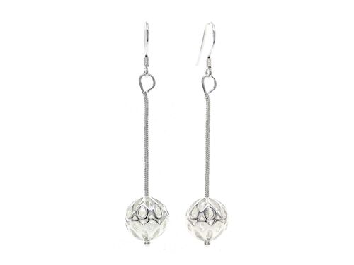 Silver Drop Design Ball Earrings