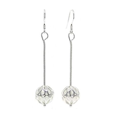 Silver Drop Design Ball Earrings