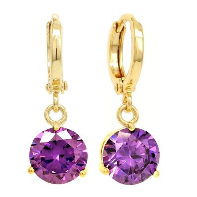 Purple Gem Gold Earrings