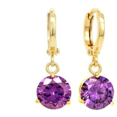 Purple Gem Gold Earrings