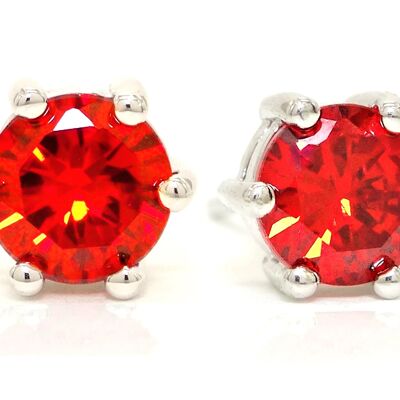 Fire Red Gem Stud Earrings