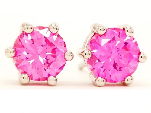 Pink Gem Silver Stud Earrings