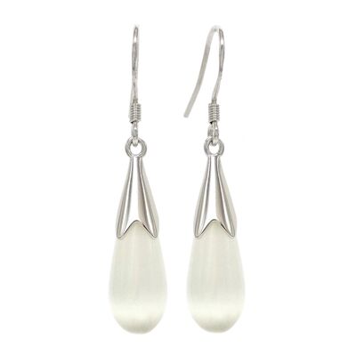 Boucles d'oreilles d'automne en pierre de lune blanche