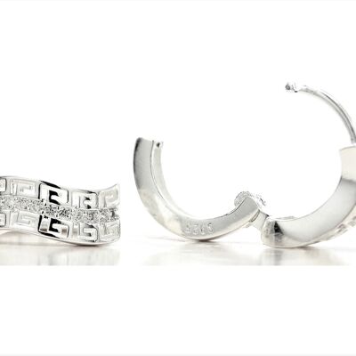 Silver Egyptian Design Hoop Earrings