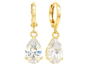 Boucles d'Oreilles en Or Goutte de Pluie Transparente 1