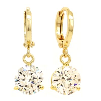 Aretes colgantes de oro con gemas transparentes