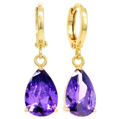 Purple Raindrop Gold Earrings