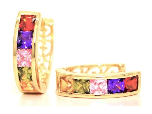 Gold Princess Rainbow Gem Earrings