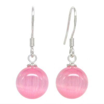 Boucles d'oreilles boule en pierre de lune rose