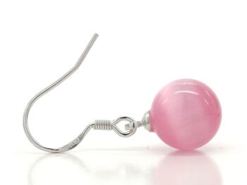 Boucles d'oreilles boule en pierre de lune rose 2