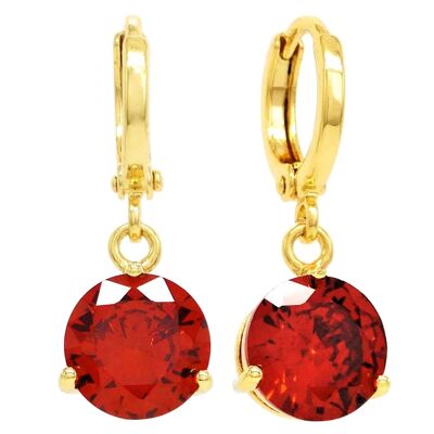 Red Gemstone Gold Earrings