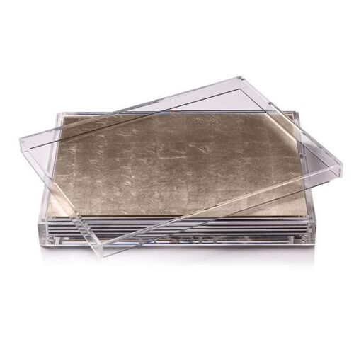 Servebox Clear Silver Leaf Chic Matte Champagne