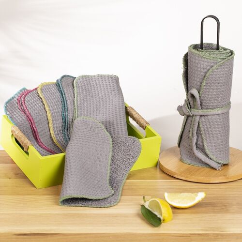 Rouleau dβessuie-tout rΓ©utilisable - 8 feuilles lavettes ultra absorbantes - Fait en Franceπ«π·