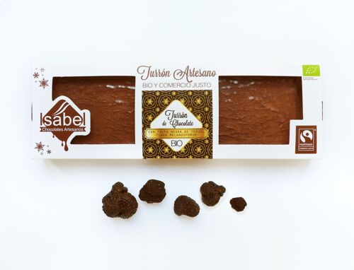 TURRÓN Artesano BIO Chocolate con TRUFA NEGRA DE TERUEL – TUBER MELANOSPORUM-, 200 g