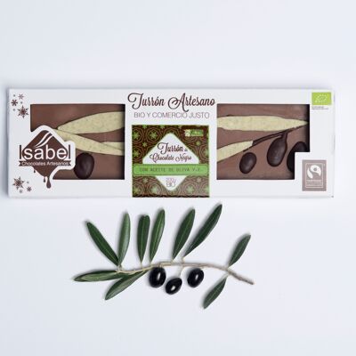 BIO Artisan Nougat - Chocolate 73% cocoa and EXTRA VIRGIN OLIVE OIL and Salt Flower, 200 g.