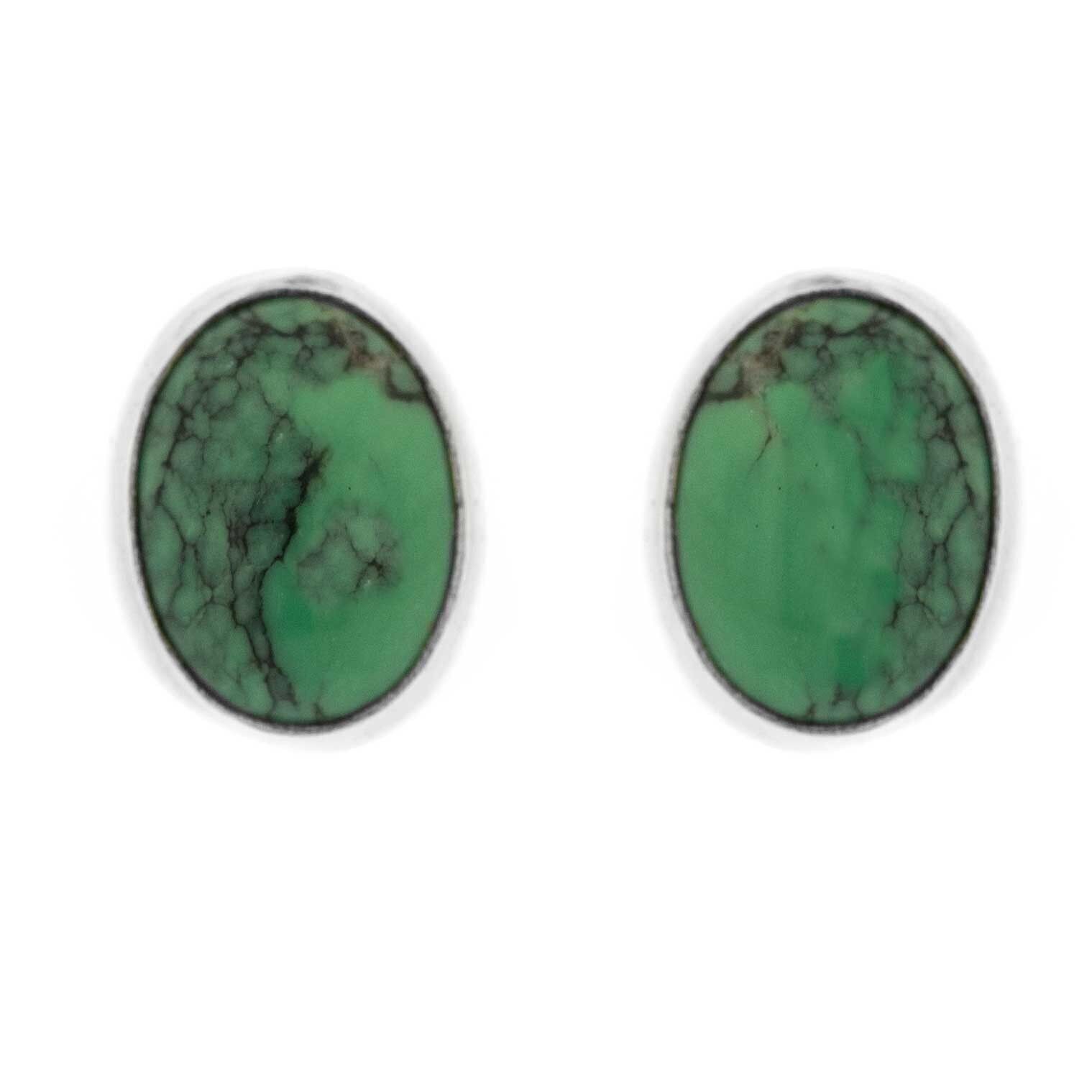 Aretes grandes ovalados de turquesa con estuche de presentación