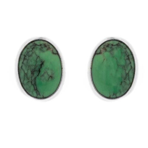 Large Oval Turquoise Stud Earrings with Presentation Box