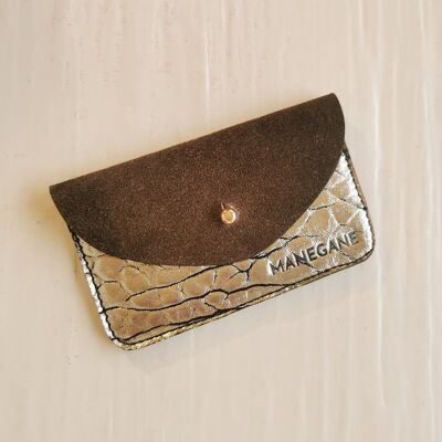 Khaki and Bubble Light Gold card holder