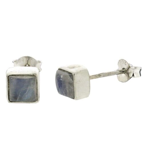 5mm Square Moonstone Stud Earrings with Presentation Box