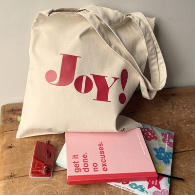 JOY! slogan medium tote bag - red