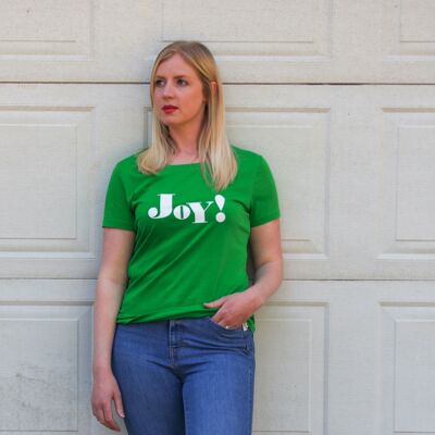 Joy! slogan short sleeve green t-shirt