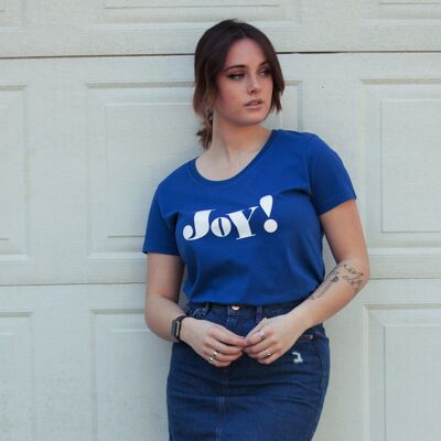 Joy! slogan short sleeve blue t-shirt