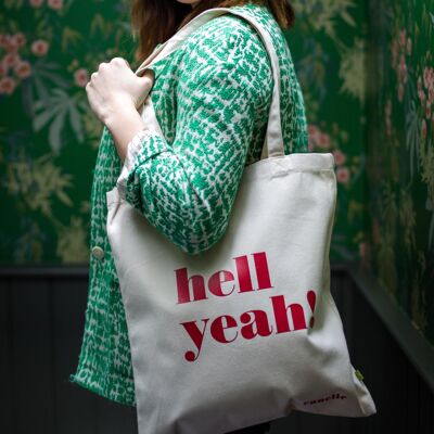 hell yeah! slogan medium tote bag - red