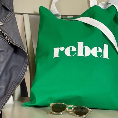rebel slogan bright coloured tote bag
