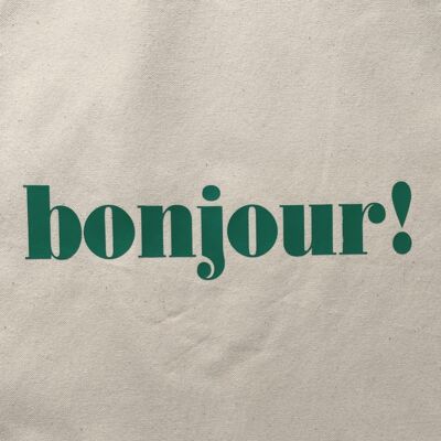 bonjour bold slogan large tote bag - green