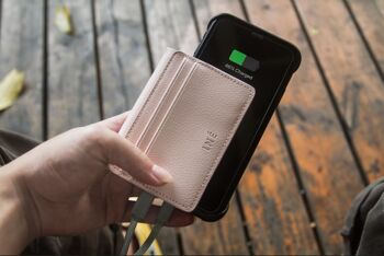 💰 Porte cartes & chargeur - Iné Recycled Leather - The wallet Powder Pink 💰 4