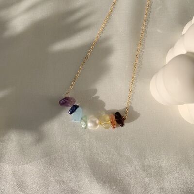 Rainbow Crystal Necklace - Gold Fill -16"(40cm)
