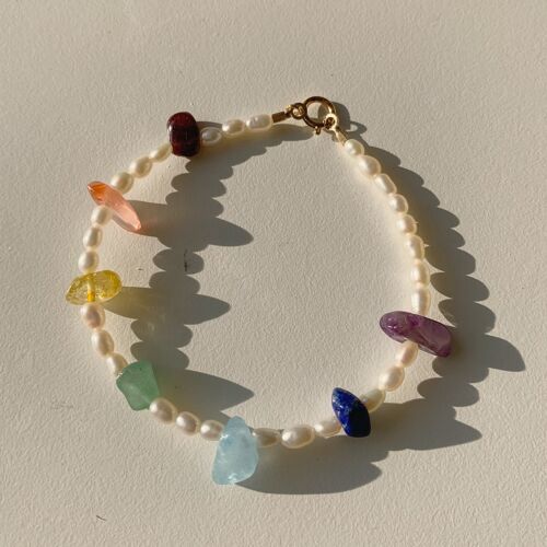 Rainbow Crystal Bracelet - Gold Fill-15cm