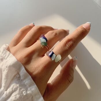 Bague Cristal Bleu Coelum - Remplissage Or - S 2