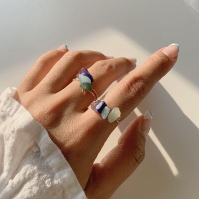 Anillo de cristal azul Coelum - Plata - S