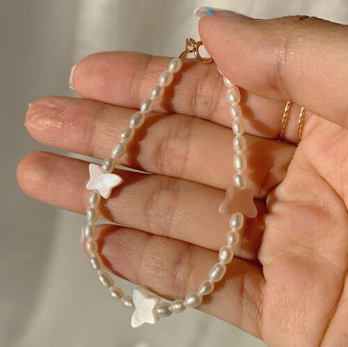 Butterfly Pearl Bracelet - Gold Fill-15cm