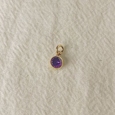 Charm con piedra de nacimiento CZ - Feb - Amethyst CZ