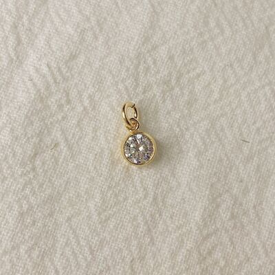 Birthstone CZ Charm - Apr - Diamond White CZ