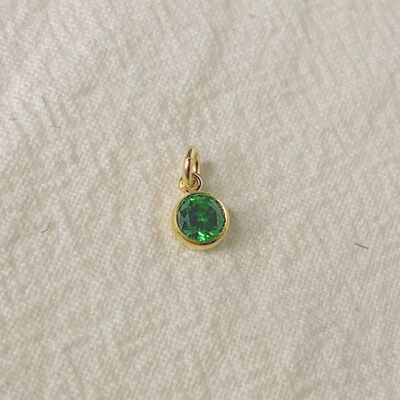 Birthstone CZ Charm - May - Emerald Green CZ