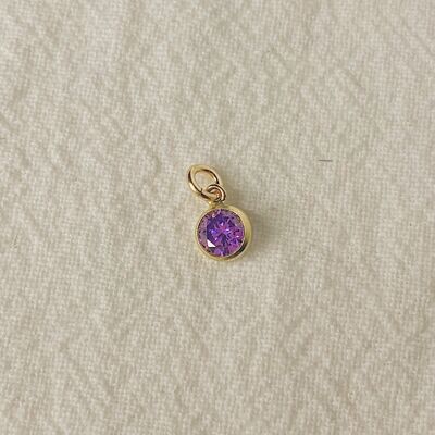 Birthstone CZ Charm - Juni - Heller Amethyst CZ