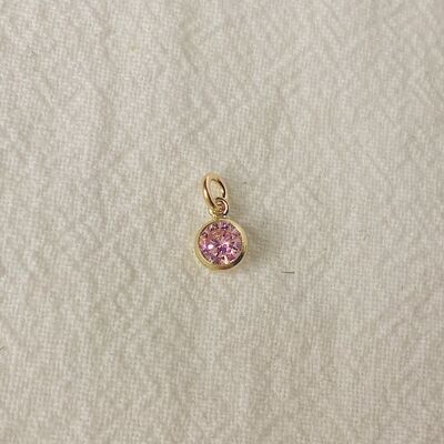 Birthstone CZ Charm - Oct - Pink Tourmaline CZ