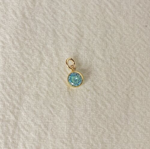 Birthstone CZ Charm - Dec - Topaz Blue CZ