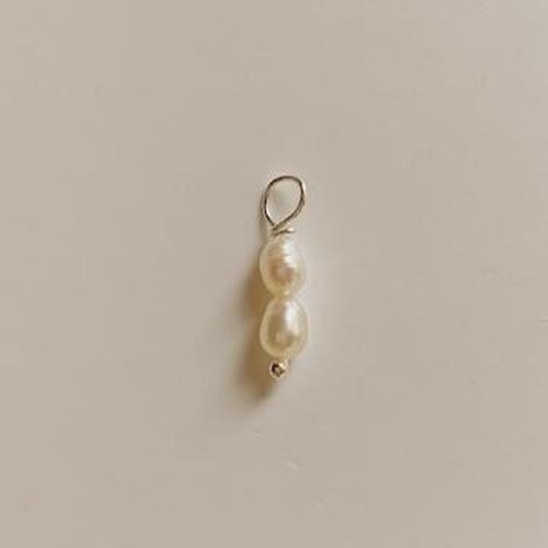 Dual Pearl Charm (1PCS) - Sterling Silver