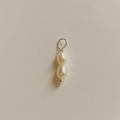 Dije de doble perla (1PCS) - Plata esterlina